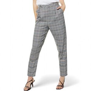 Topshop High Waist Plaid Tapered Trousers 0